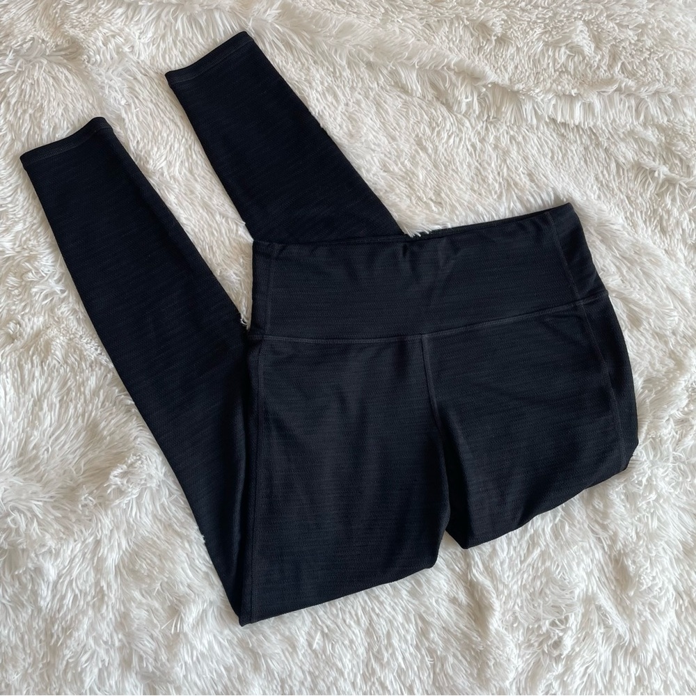 Athleta | Textured Knit Full Length Black Leggings, size small